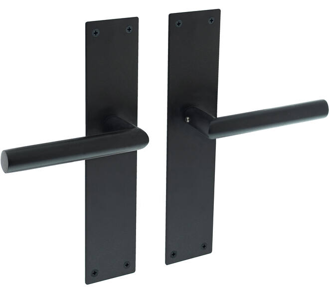 Deurkruk Jura met schild rechthoekig 250x55x2mm blind structuur zwart