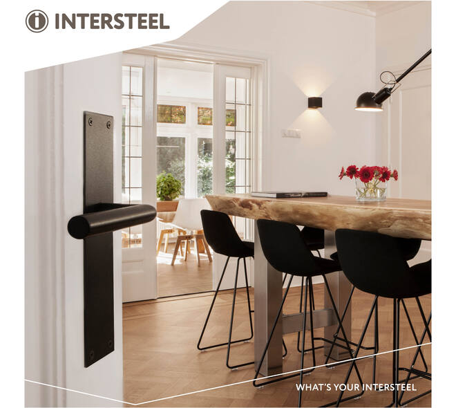 Deurkruk Jura met schild rechthoekig 250x55x2mm blind structuur zwart