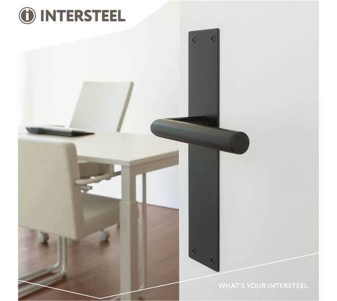 Deurkruk Jura met schild rechthoekig 250x55x2mm blind structuur zwart