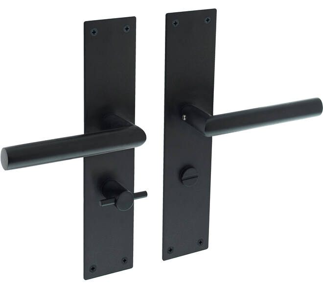 Deurkruk Jura met schild rechthoekig 250x55x2mm wc 63/8mm structuur zwart