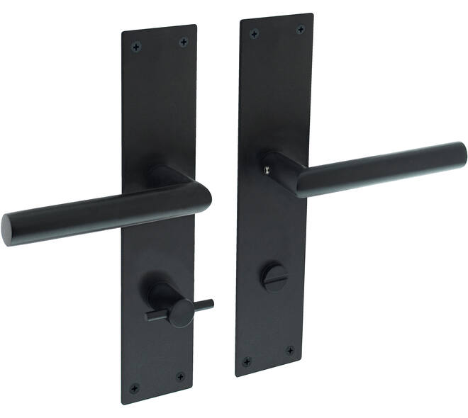 Deurkruk Jura met schild rechthoekig 250x55x2mm wc 78/8mm structuur zwart