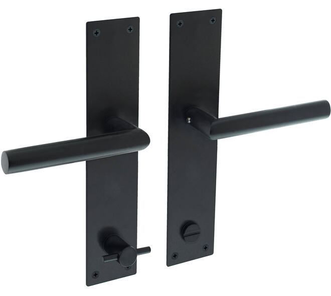 Deurkruk Jura met schild rechthoekig 250x55x2mm wc 116/8mm structuur zwart
