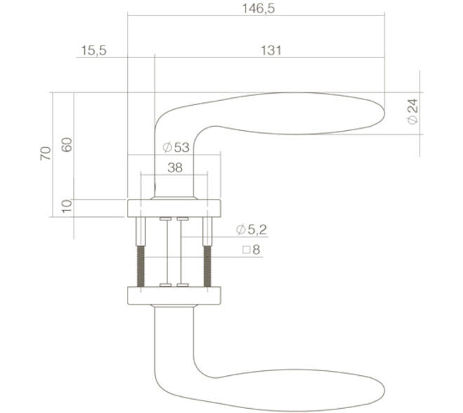 Deurkruk Jupiter op rozet verdekt ø53x10mm structuur zwart