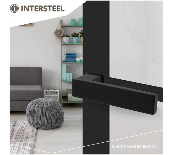 Deurkruk Amsterdam met rozet zelfklevend 30x30x3mm structuur zwart
