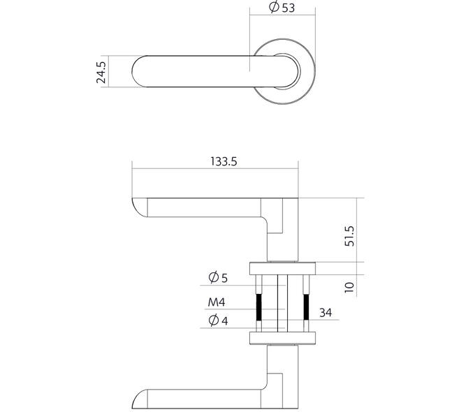 Deurkruk Sora basic op rozet verdekt ø53x10mm zwart