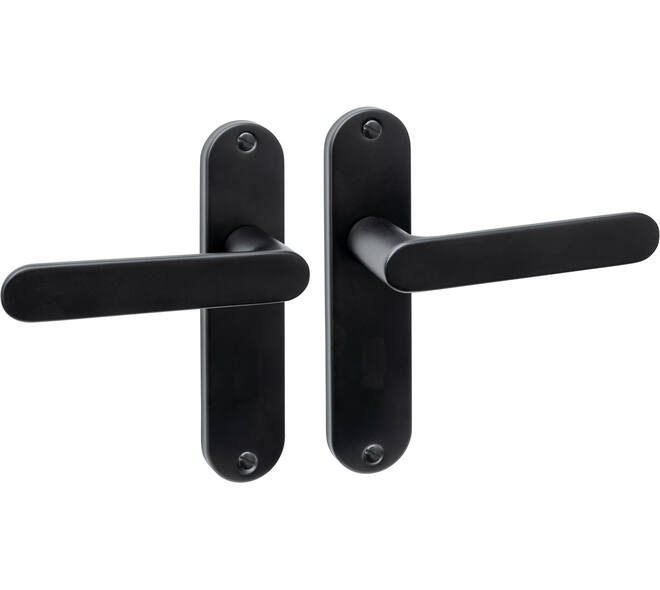 Deurkruk Sora basic op schild ovaal 185x41mm blind zwart