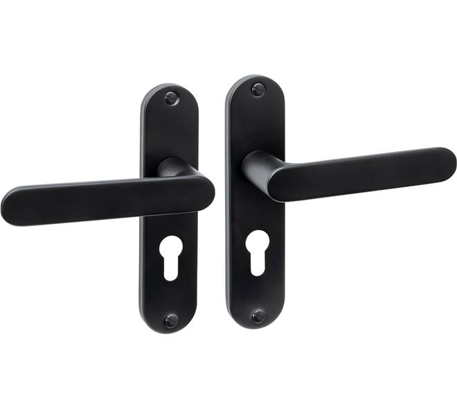 Deurkruk Sora basic op schild ovaal 185x41mm profielcilindergat 55mm zwart