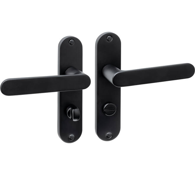 Deurkruk Sora basic op schild ovaal 185x41mm wc 63/8 zwart