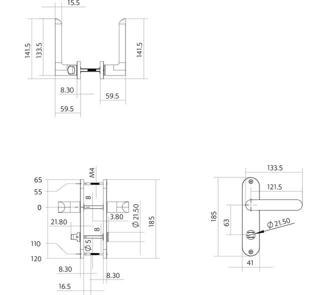 Deurkruk Sora basic op schild ovaal 185x41mm wc 63/8 zwart