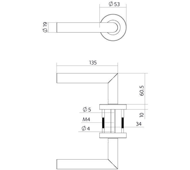 Deurkruk Jura basic op rozet verdekt ø53x10mm zwart