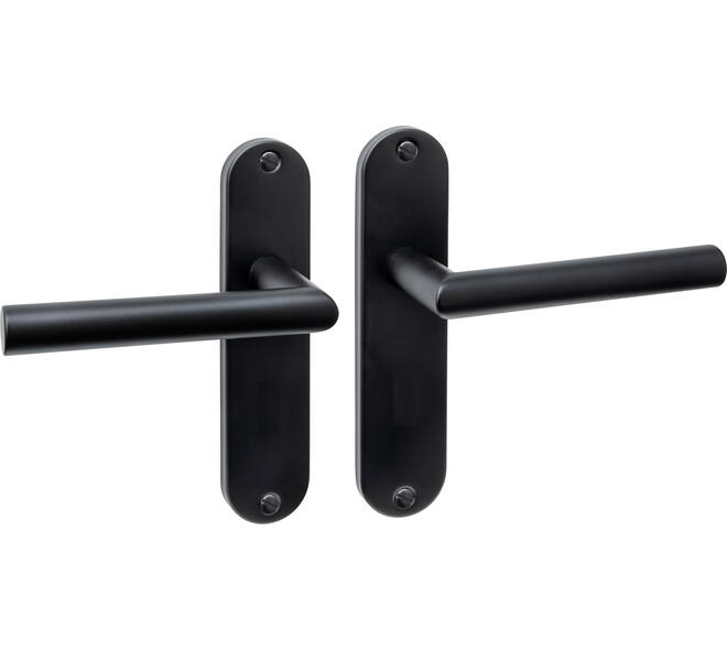 Deurkruk Jura basic op schild ovaal 185x41mm blind zwart