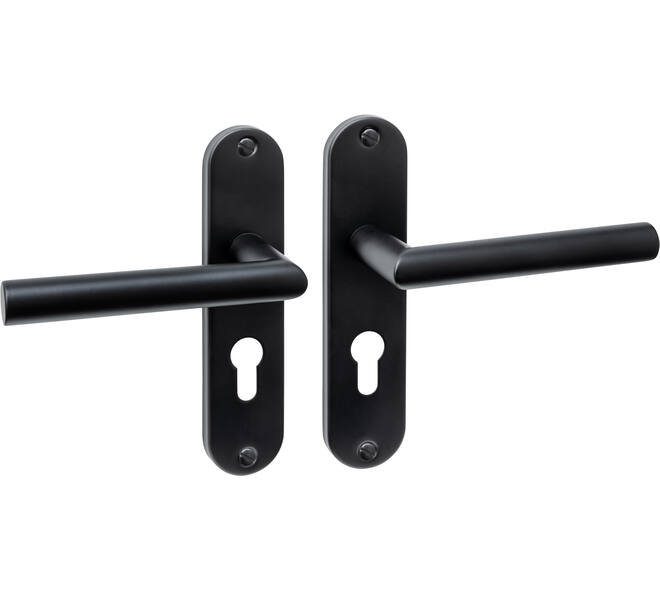 Deurkruk Jura basic op schild ovaal 185x41mm profielcilindergat 55mm zwart