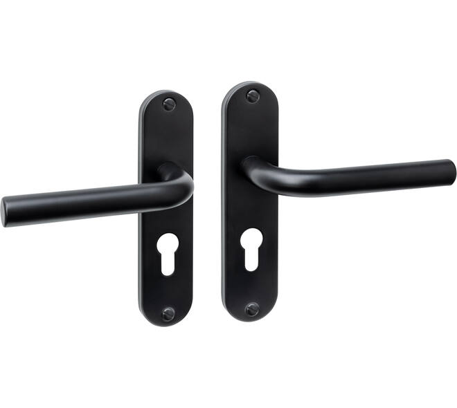 Deurkruk Luzern basic op schild ovaal 185x41mm profielcilindergat 55mm zwart