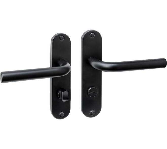 Deurkruk Luzern basic op schild ovaal 185x41mm wc 63/8 zwart