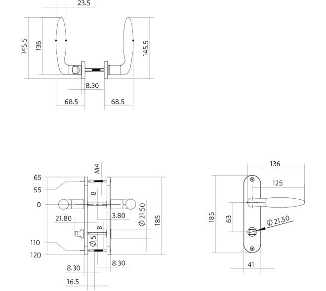 Deurkruk Jupiter basic op schild ovaal 185x41mm wc 63/8 zwart