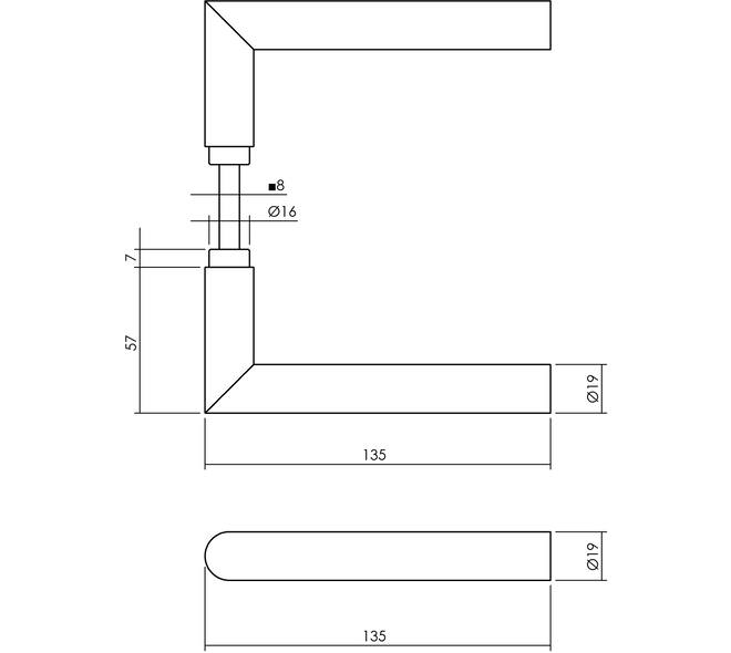 Deurkruk Jura met korte insert structuur zwart