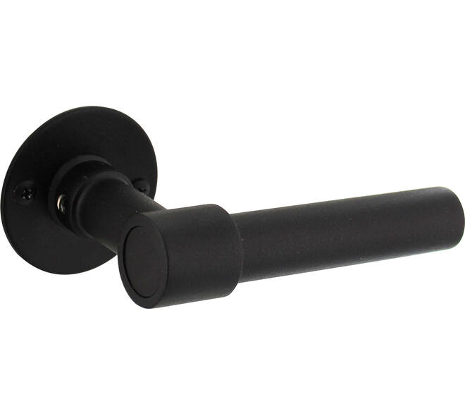 Deurkruk L/L recht met rozet Ø51x2mm structuur zwart
