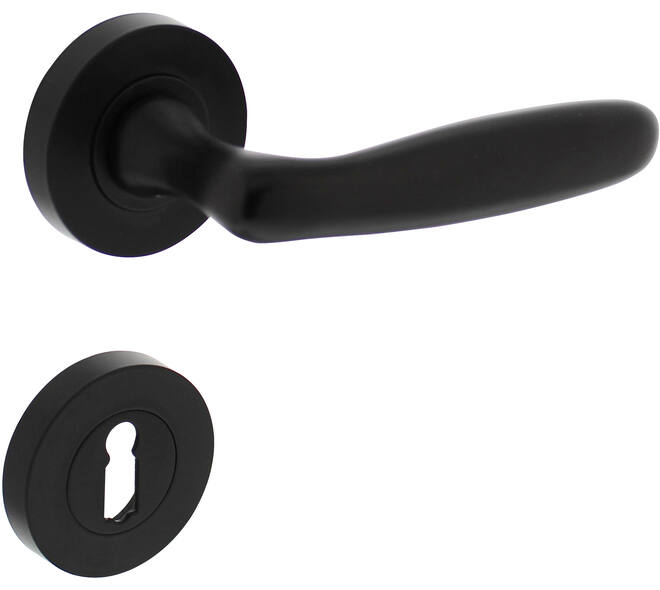 Deurkruk Bjorn op rozet verdekt ø52x10mm met nokken en sleutelrozetten zwart