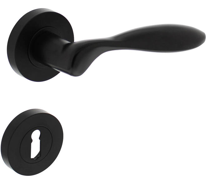 Deurkruk George op rozet verdekt ø52x10mm met nokken en sleutelrozetten zwart