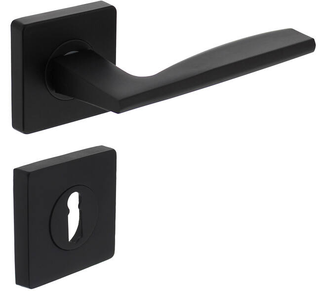 Deurkruk Apollo op rozet verdekt 55x55x10mm met nokken en sleutelrozetten zwart