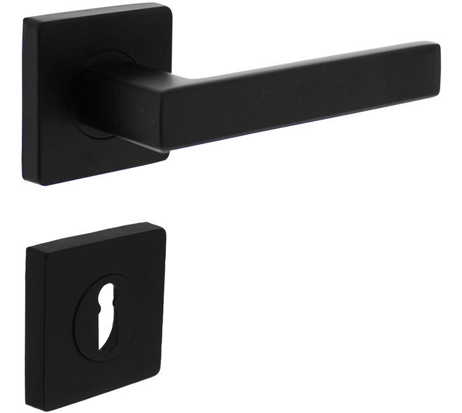 Deurkruk Hera op rozet verdekt 55x55x10mm met nokken en sleutelrozetten zwart