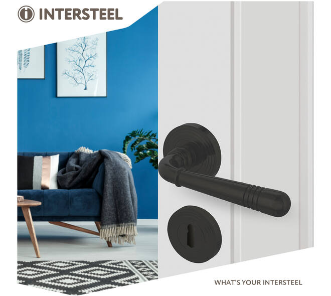 Deurkruk Helena op rozet verdekt met rillen ø55x10mm met nokken en sleutelrozetten zwart