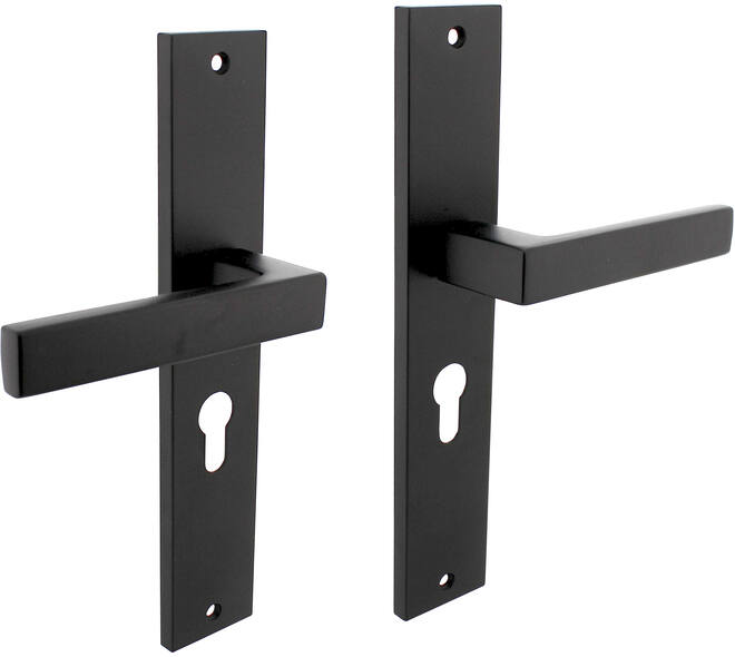 Deurkruk Hera op schild rechthoekig 245x45mm profielcilindergat 55mm zwart