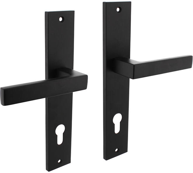 Deurkruk Hera op schild rechthoekig 245x45mm profielcilindergat 78mm zwart
