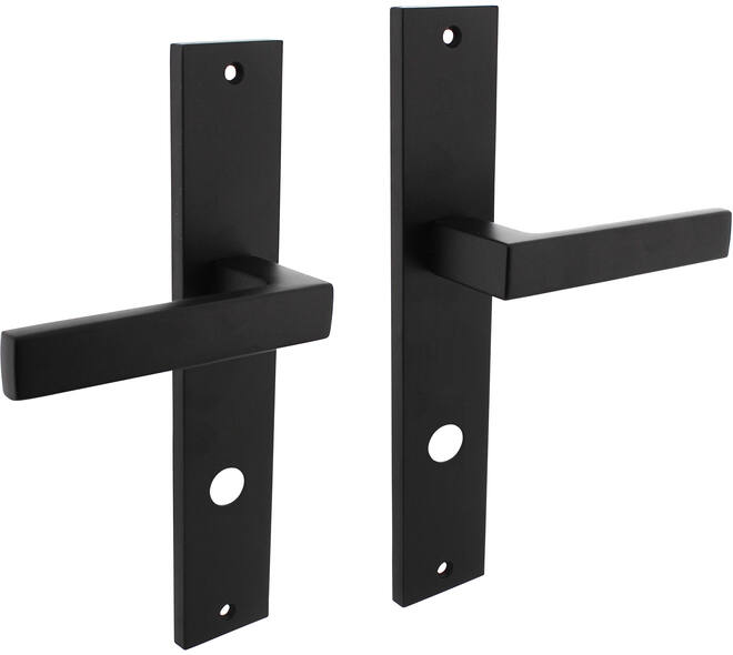 Deurkruk Hera op schild rechthoekig 245x45mm rondcilindergat 78mm zwart