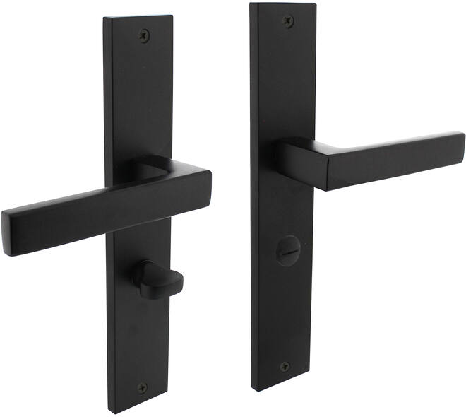 Deurkruk Hera op schild rechthoekig 245x45mm wc 63/8mm zwart