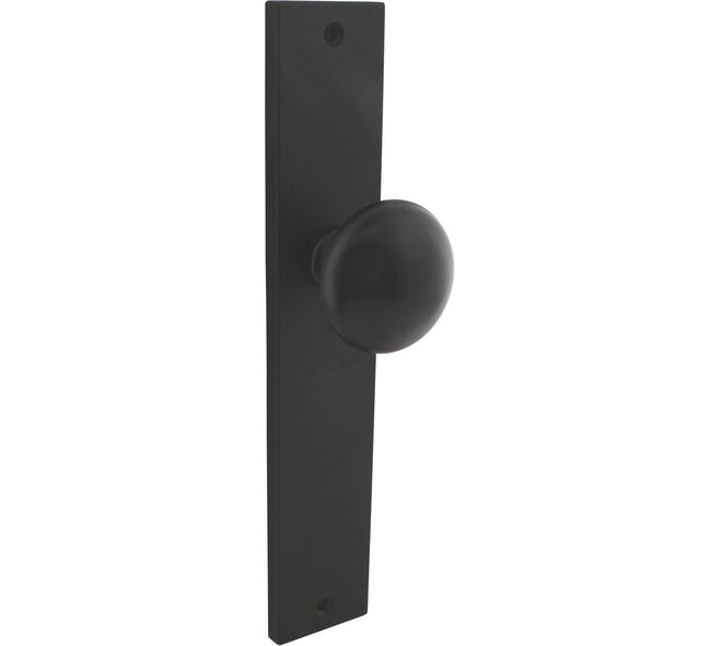 Knopschild rechthoekig 245x45x8mm met vaste knop paddenstoel en wisselstift blind zwart