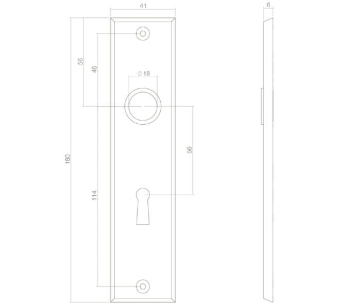 Schilden rechthoekig 181x41x7mm sleutelgat 56mm zwart