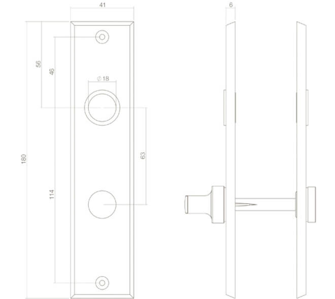 Schilden rechthoekig 181x41x7mm wc 63/8mm zwart
