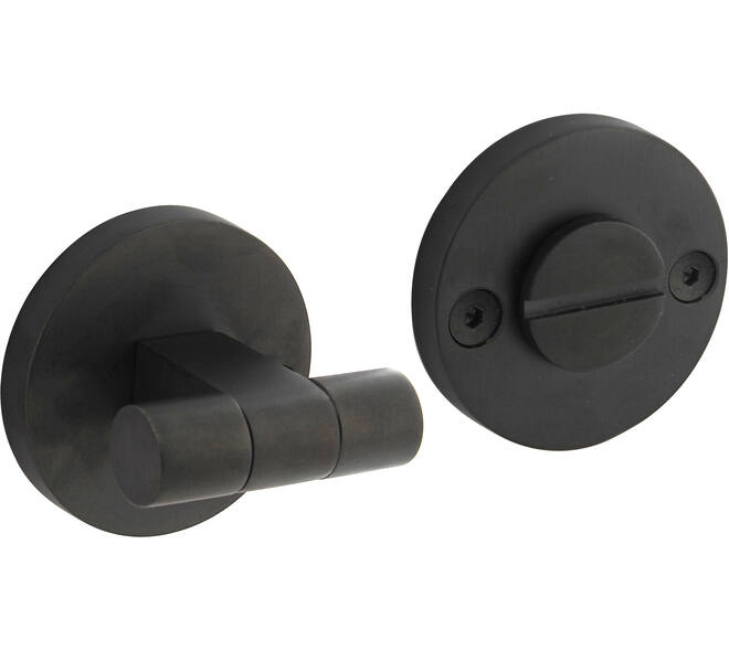 WC-sluiting éénzijdig verdekt ø55x8mm met stift 8x8mm, knop op verdekte rozet PVD zwart
