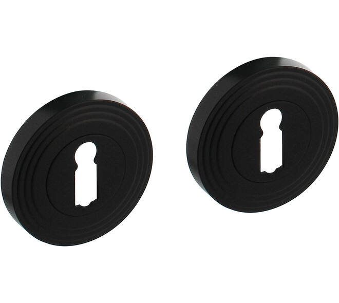Sleutelrozetten verdekt met rillen ø55x10mm en nokken zwart