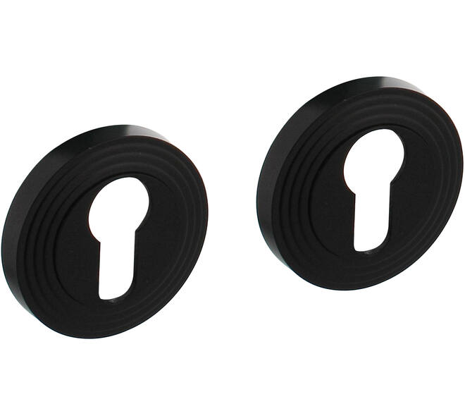 Cilinderrozetten verdekt met rillen ø55x10mm en nokken zwart