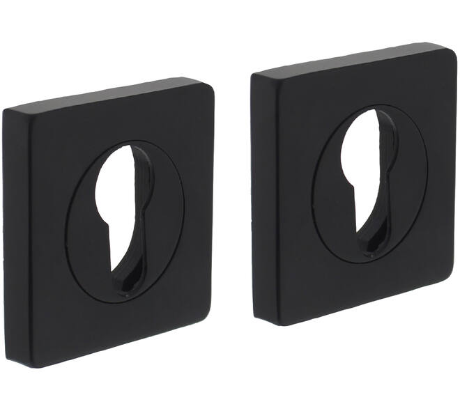 Cilinderrozetten verdekt 55x55x10mm met nokken zwart
