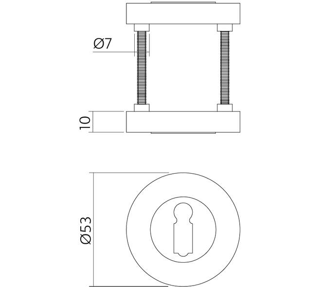 Sleutelrozetten verdekt ø53x10mm met nokken zwart