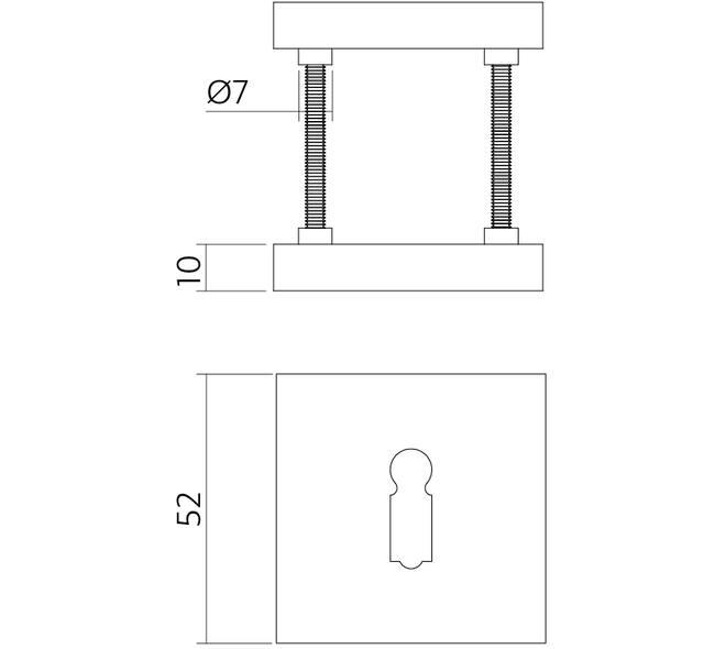 Sleutelrozetten verdekt 52x52x10mm met nokken zwart