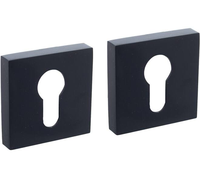 Cilinderrozetten verdekt 52x52x10mm met nokken zwart
