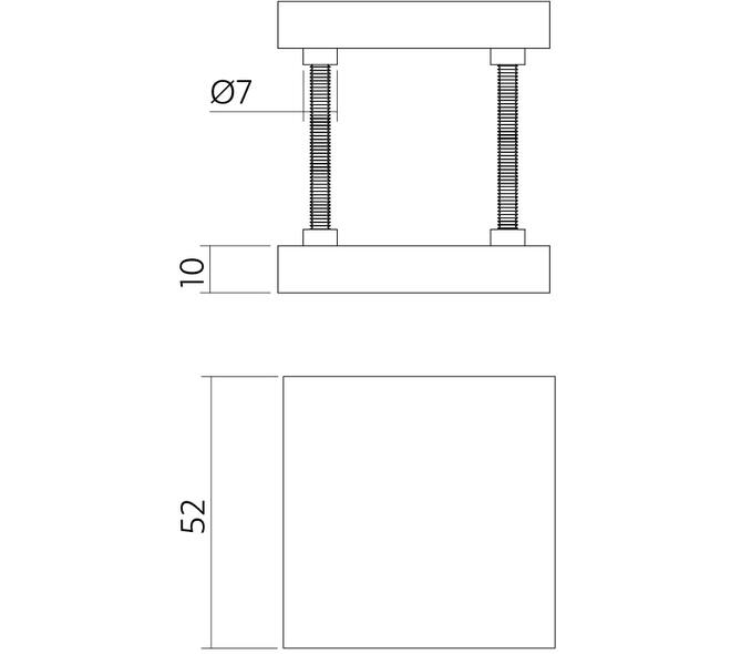 Afdekrozetten verdekt 52x52x10mm met nokken zwart