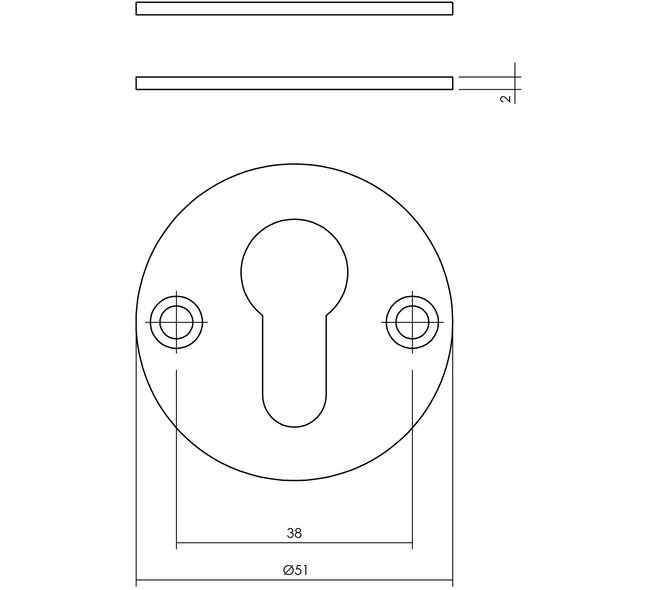Cilinderrozetten ø51x2mm structuur zwart
