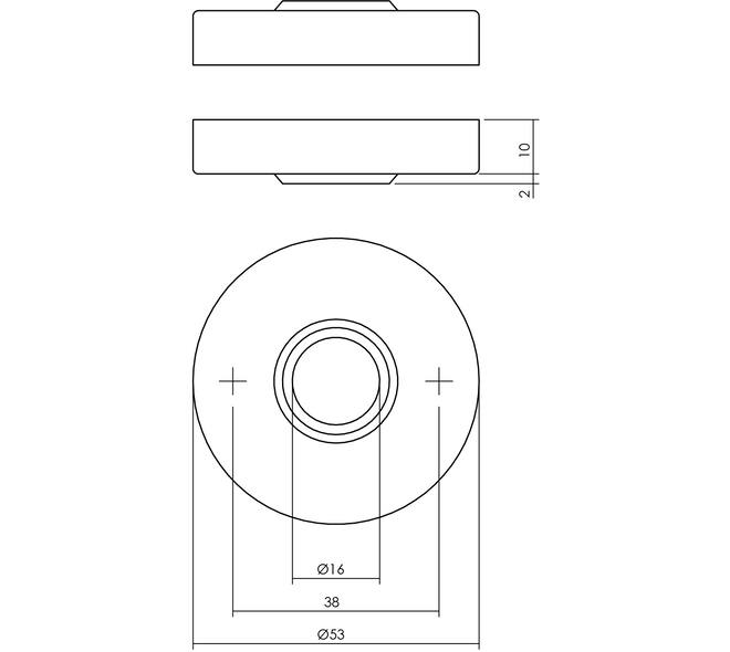 Rozetten verdekt ø53x10mm structuur zwart