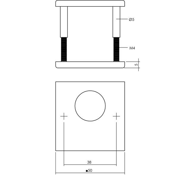 Rondcilinderrozetten verdekt 50x50x5mm structuur zwart