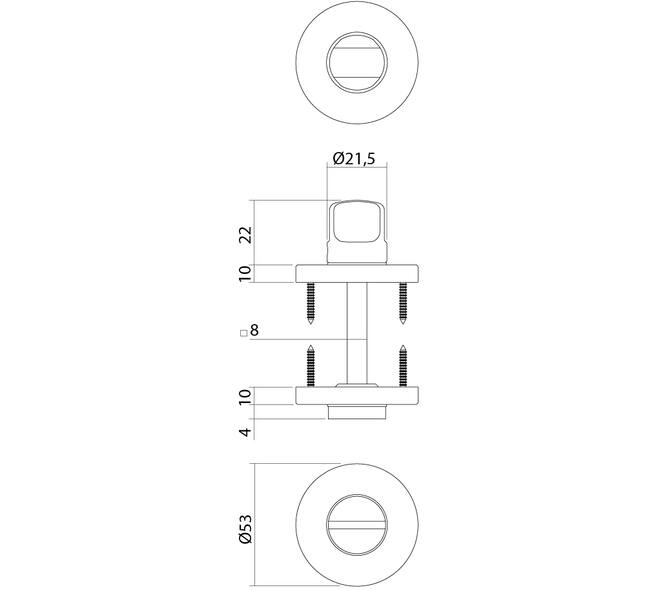 WC-sluiting basic verdekt ø53x10mm met stift 8x8mm zwart