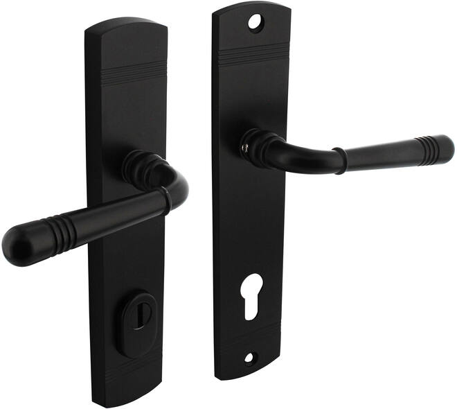 Achterdeurbeslag Helena 239x50mm kruk/kruk profielcilindergat 92mm met kerntrekbeveiliging zwart