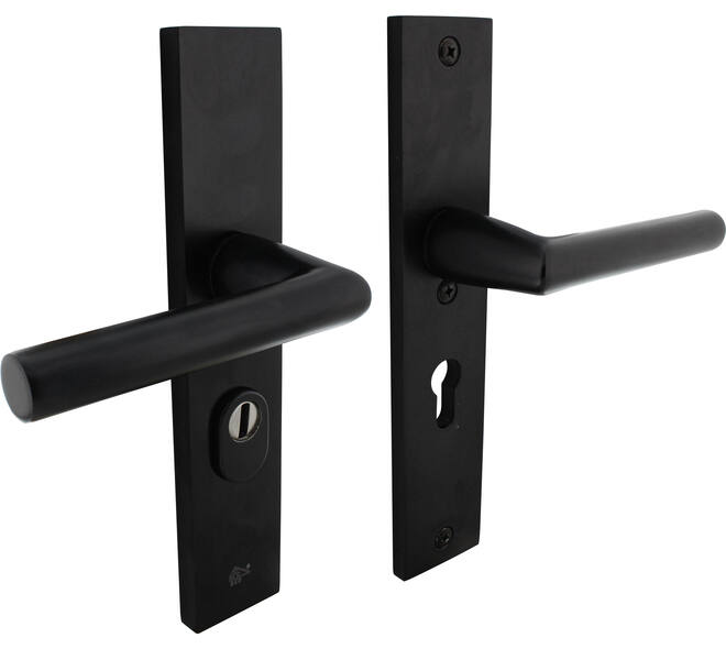 SKG3 veiligheidsbeslag rechthoekig 250x50mm kruk/kruk Jura met veerconstructie profielcilindergat 55mm met kerntrekbeveiliging zwart