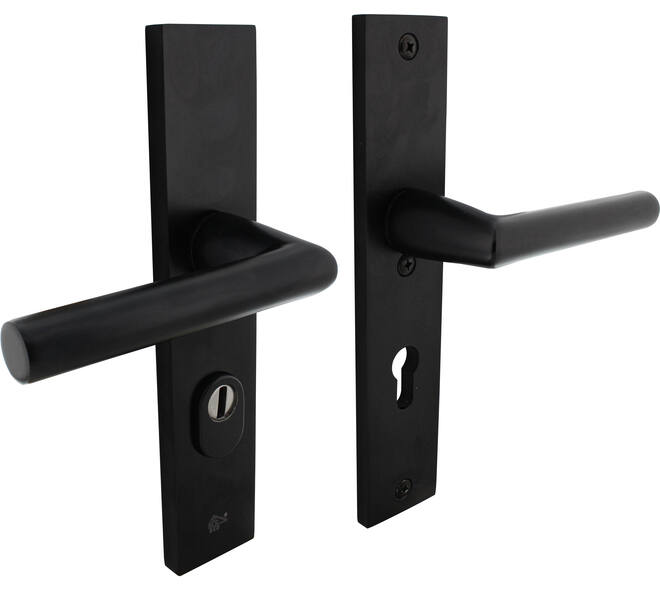 SKG3 veiligheidsbeslag rechthoekig 250x50mm kruk/kruk Jura met veerconstructie profielcilindergat 72mm met kerntrekbeveiliging zwart