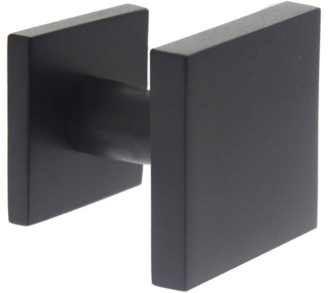 Voordeurknop vierkant 64x64mm op achterplaat 54x54mm verkropt éénzijdige montage structuur zwart