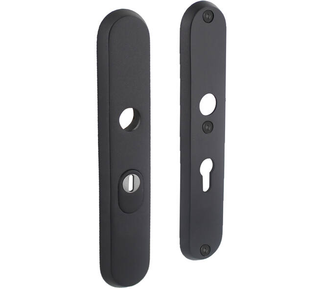 SKG3 veiligheidsschilden ovaal 250x50mm profielcilindergat 55mm met kerntrekbeveiliging structuur zwart